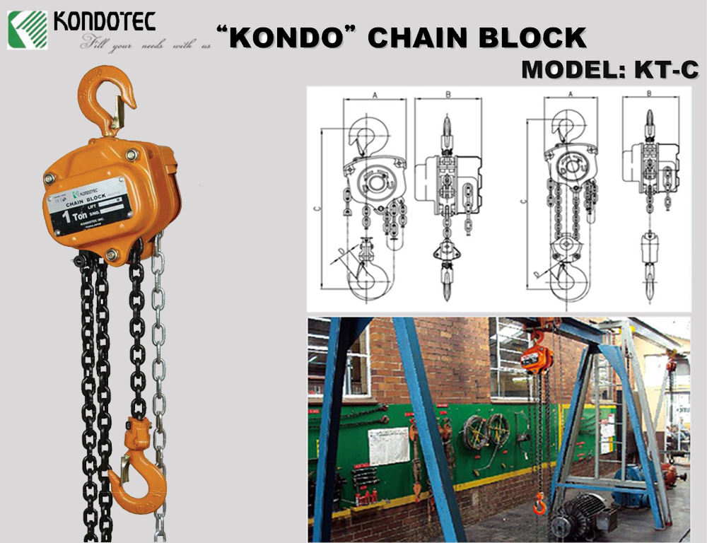 Thông số pa lăng xích kéo tay Kondotec